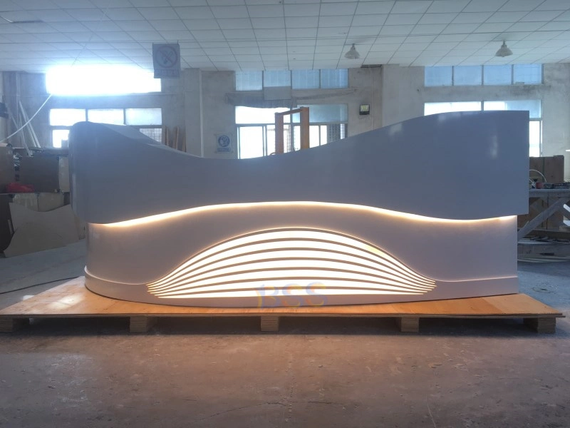 Fantastic White Curved LED Light Reception Desk Medical Light Reception