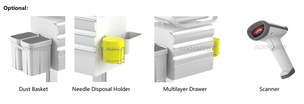 Single/Dual Screen Computer Cart Remotely Monitoring Mobile Medical Workstation with All-in-One or Split Computer