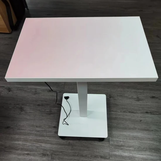 Mesa de canto ajustável de altura elétrica de 63 x 55 polegadas, tampo de mesa de 3 peças, estrutura de metal, L